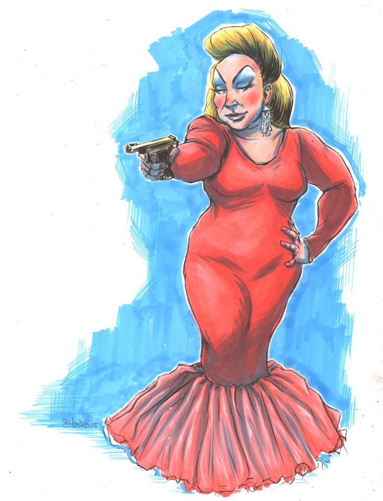 Drawing of Divine from Pink Flamingos